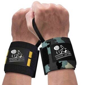 Wrist Wraps / Lifting Straps - Camogrey color Yellow Nordic Lifting 2pairs